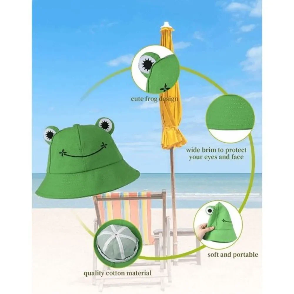 Frog Bucket Sun Wide Brim Fun Hat for Children Girls or Boys